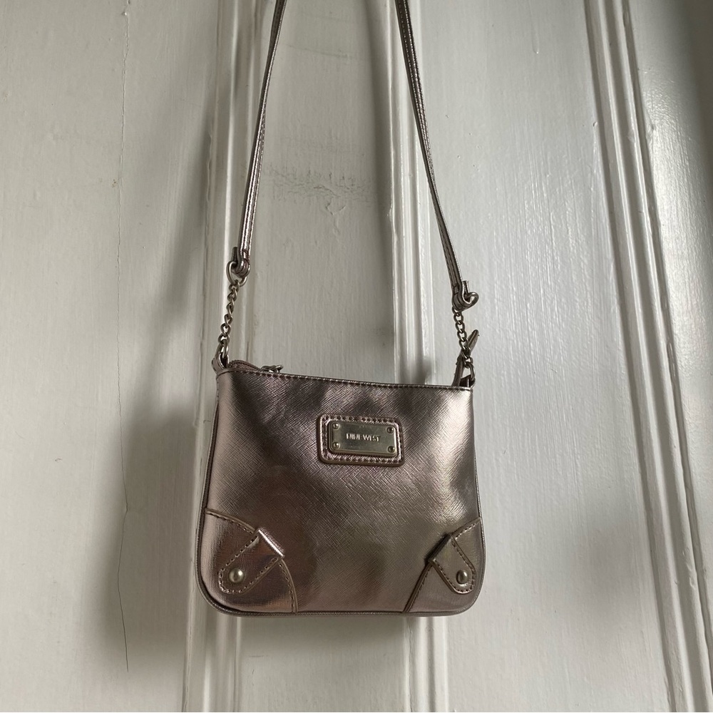 Nine West Silver mini crossbody purse bag